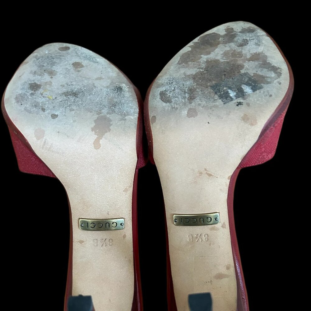 GUCCI RED STILETTO SANDALS SIZE 8 1/2 B - Picture 11 of 16